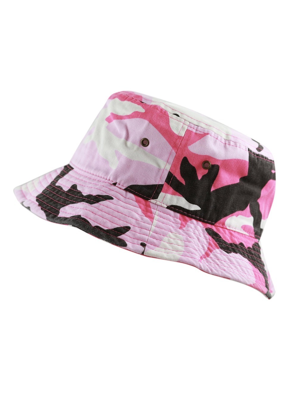 Cotton Bucket Hat Packable Sun Hat – Unisex Summer | Pink Camo | Size L-XL
